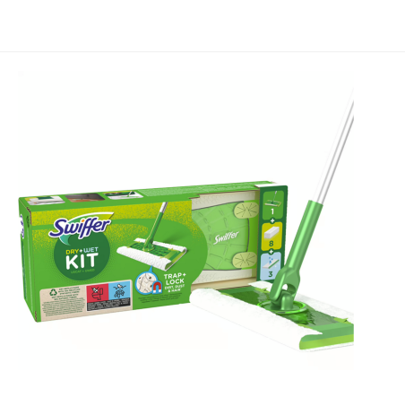 SWIFFER KIT MOP+REZERVA UMEDA 3BUC+REZERVA USCATA 8BUC