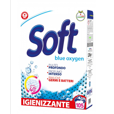 Detergent Pulbere Soft Blue Oxi, 105 Spalari, 5.25 Kg