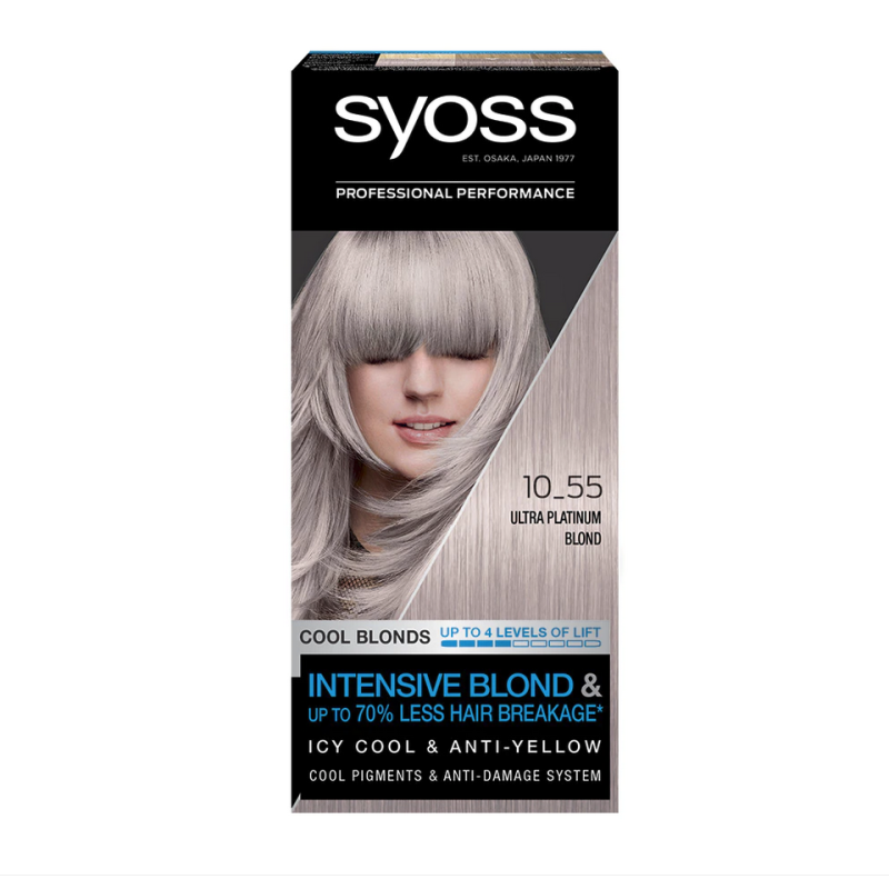Vopsea De Par Permanenta Syoss Cool Blonds 10-55 Ultraplatinum Blond, 115 Ml