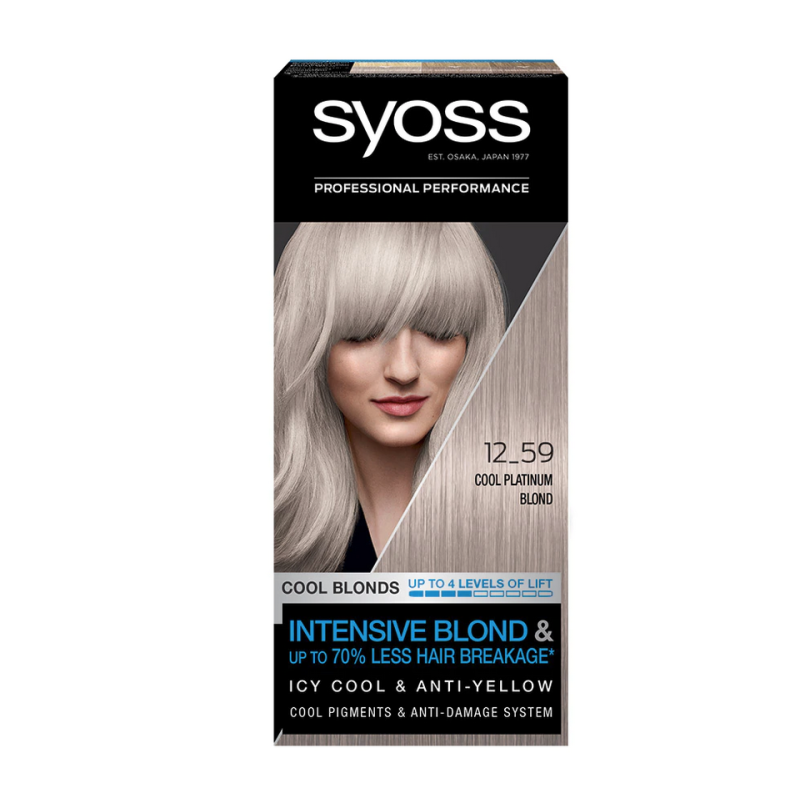 Vopsea De Par Permanenta Syoss Cool Blonds 12-59 Cool Platinum Blond, 115 Ml
