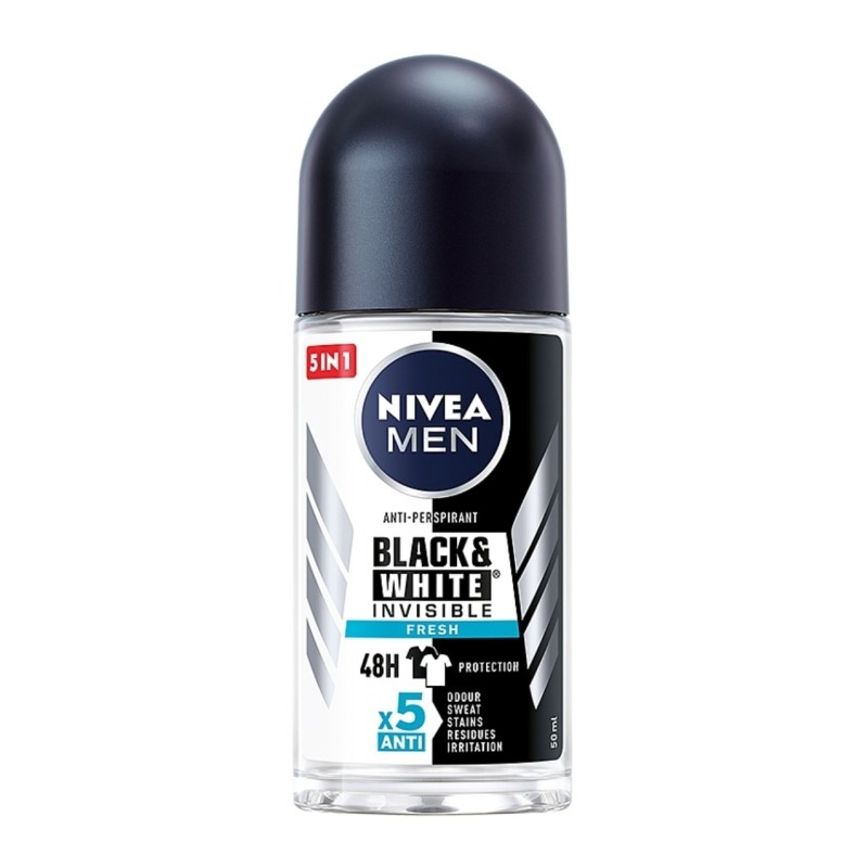 Nivea Antiperspirant Roll On 50Ml Men Black White Invisible Fresh